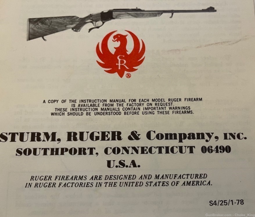 Ruger No 1 Owners Instruction Manual -img-1