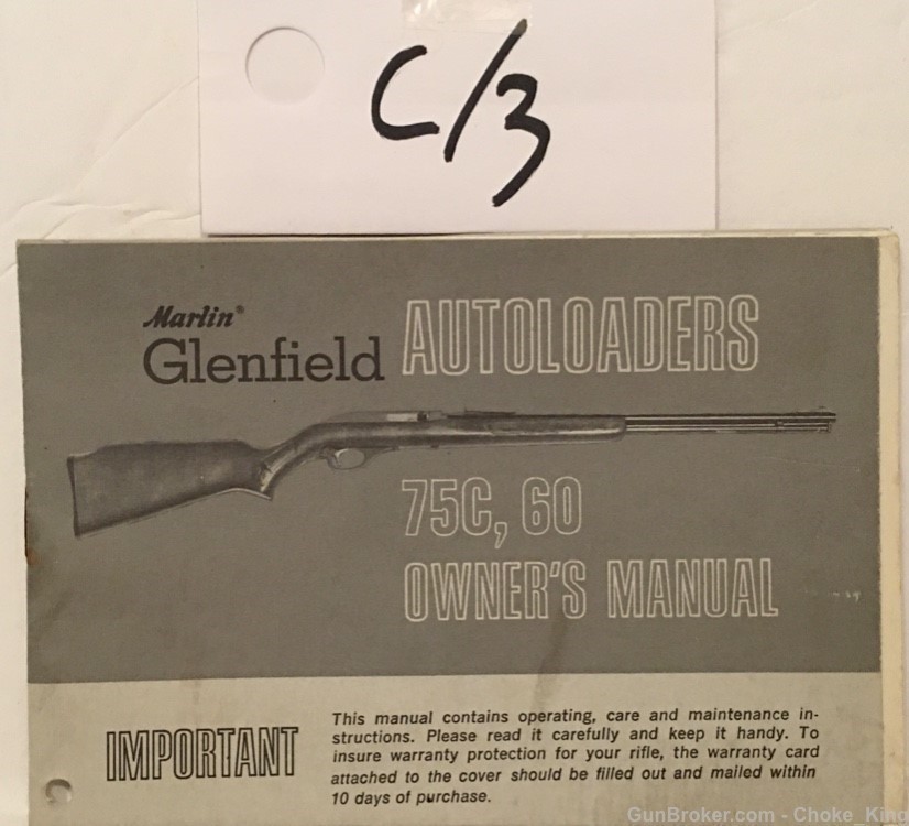 Orig. Marlin Glenfield Model 60 70C 1976 Owners Instruction Manual-img-0