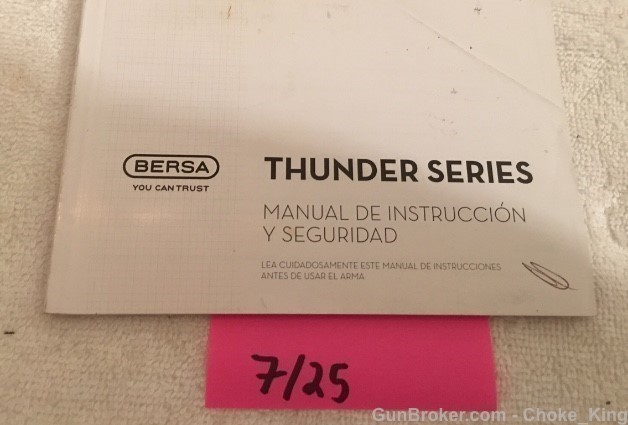 Orig Bersa Thunder Owners Instruction Manual-img-1