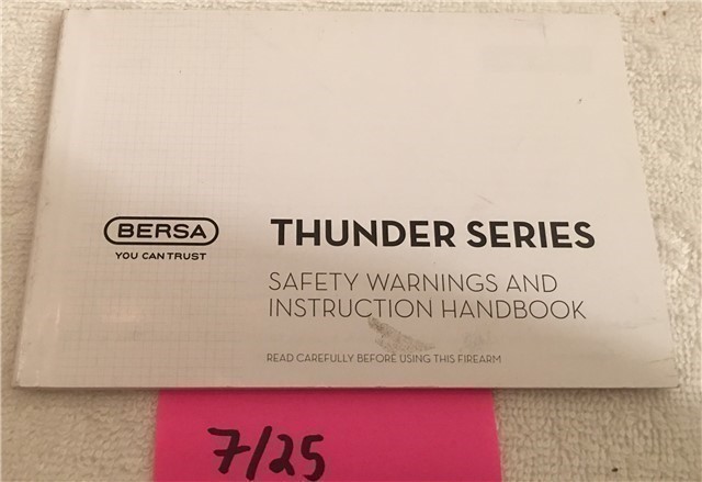 Orig Bersa Thunder Owners Instruction Manual-img-0