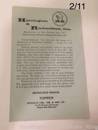 Harrington & Richardson 158 198  H&R Owners Manual-img-0
