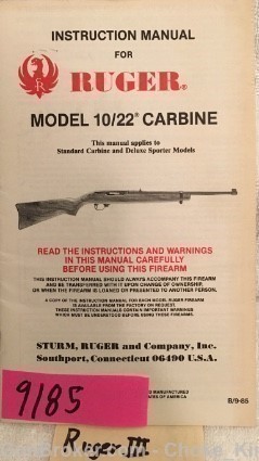 Orig Ruger 10/22 Owners Instruction Manual 9-85 22-img-0