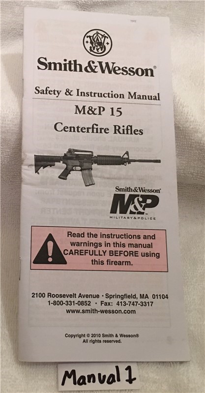 Orig S&W M&P 15 AR-15 Owners Instruction Manual-img-0