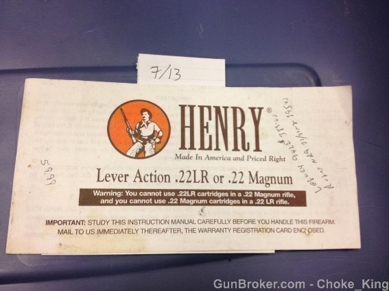 Henry .22 Owners Manual Instruction 22-img-0