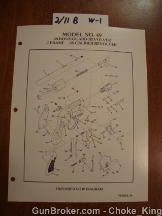 S&W Model 49 Vintage Schematic Parts List-img-0