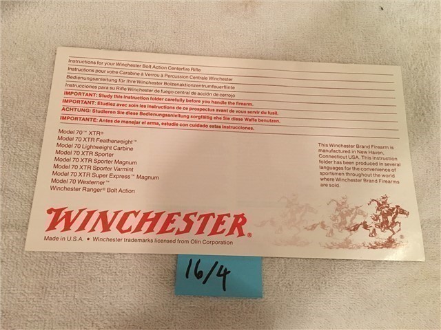 Winchester Model 70 Westerner Owners Manual-img-0