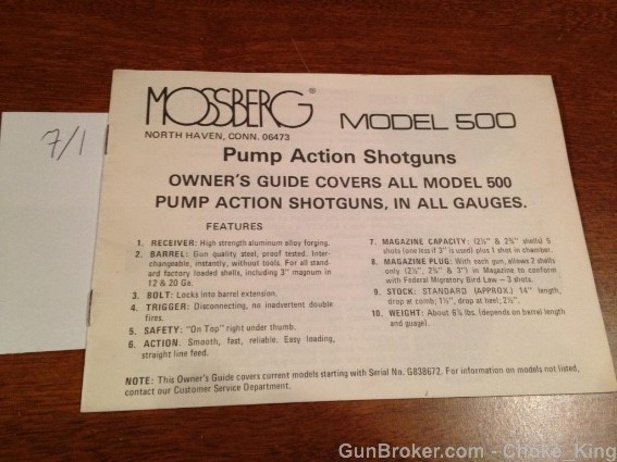 Mossberg Owners Instruction Manual model 500-img-0