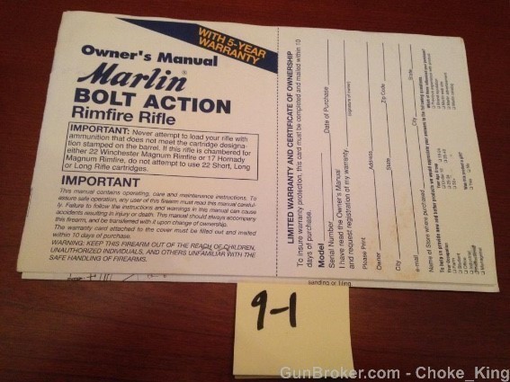 Marlin Bolt Action Owners Manual Instruction-img-0