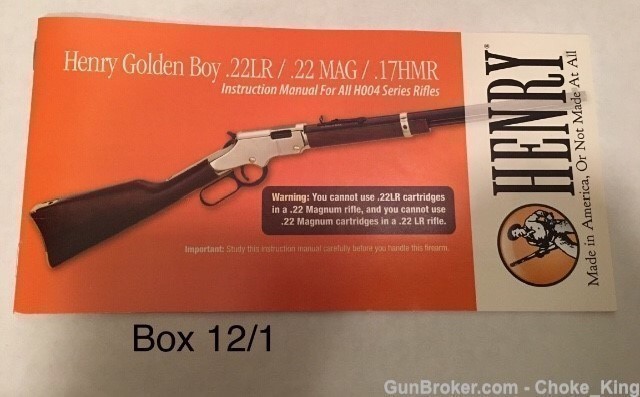 Henry Golden Boy .22 LR Mag .17 HMR Owners Manual-img-0
