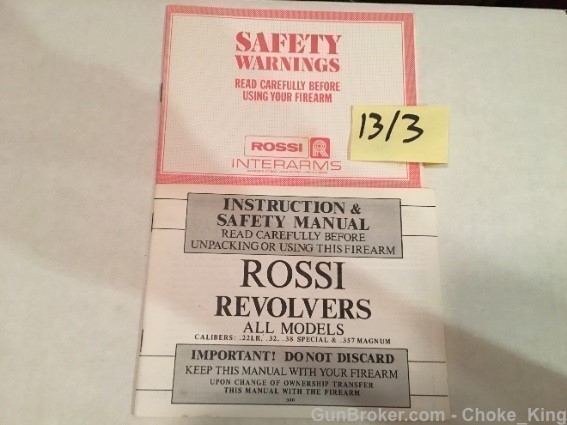 Rossi .22 LR .38 .357 Owners Manual 357 22-img-0