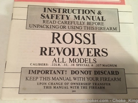 Rossi .22 LR .38 .357 Owners Manual 357 22-img-2