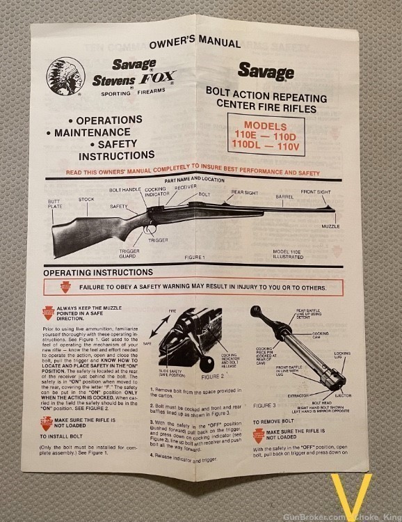 Fox Savage Steven 110 D Owners Instruction Manual -img-0