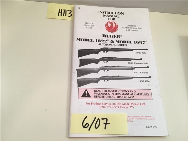 Ruger 10/17 10/22 Owners Instruction Manual 6/07-img-0