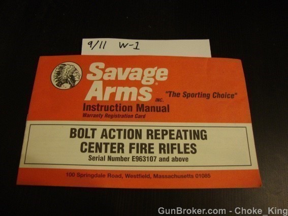Savage Arms Bolt Action Owners Instruction Manual-img-0