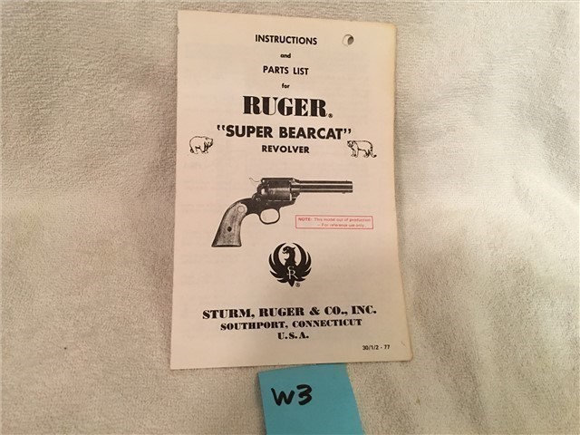 Ruger Super Bearcat Owners Instruction Manual 1977-img-0