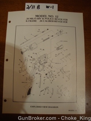 Orig S&W Model 12 Vintage Schematic and Parts List-img-0