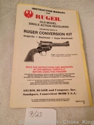 Ruger Single Six Blackhawk Conver. Owners Manual-img-0