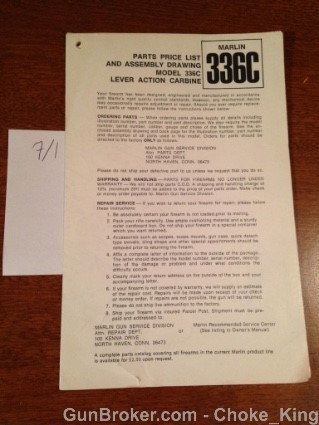 Marlin Model 336C 336 C Owners Instruction Manual-img-0