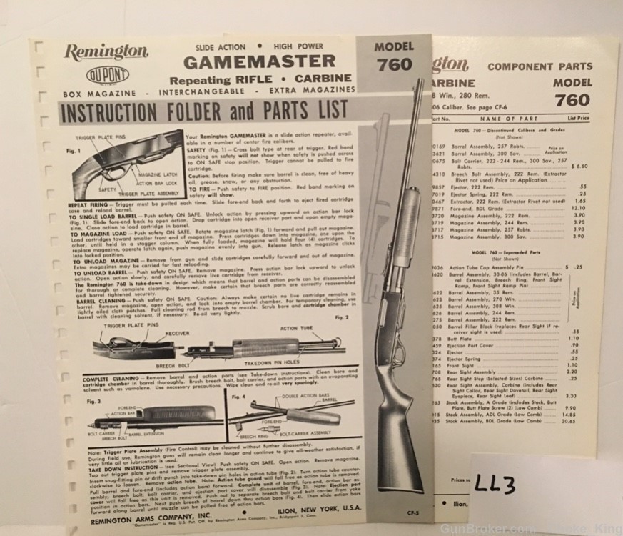 Orig Remington 760 Owners Manual + Parts List Schematic Diagram-img-0