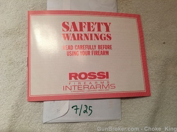 Orig Rossi Revolver Owners Instruction Manual-img-0
