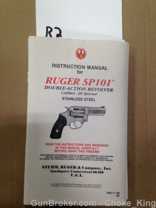 Ruger Owners Instruction Manual SP101 1988-img-0