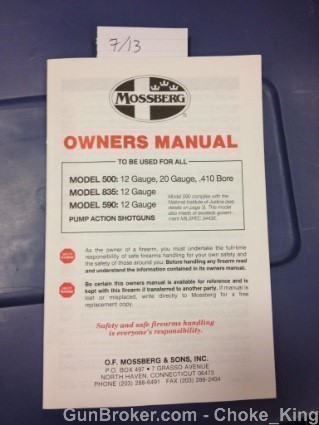 Mossberg Model 500 835 Owners Manual Instruction-img-0