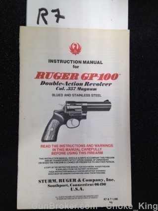 Ruger Owners Instruction Manual Double Action .357-img-0
