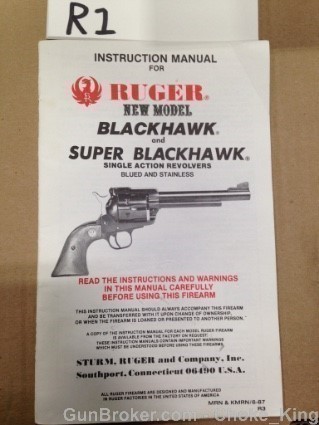 Ruger Owners Instruction Manual Super Blackhawk-img-0