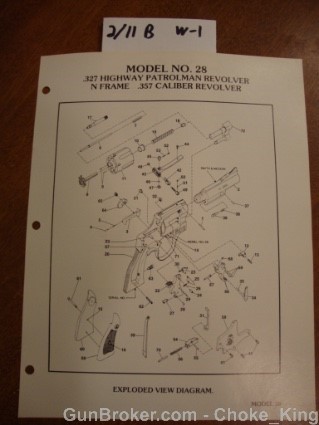 Orig S&W Model 28 Vintage Schematic Parts List-img-0