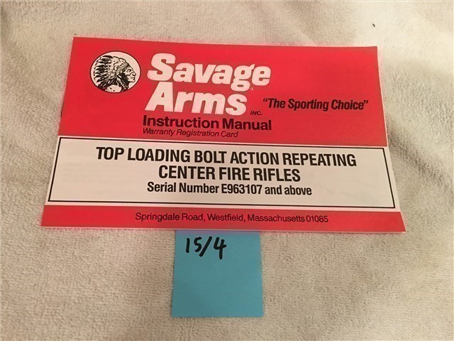 Savage Arms Owners Instruction Manual Bolt Action-img-0