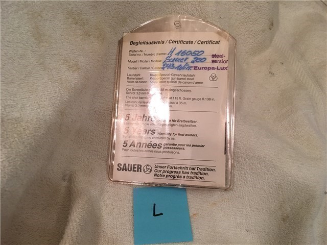 Sig Sauer Factory Warranty Hanging Tag-img-1