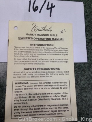 Weatherby Mark V Magnum Owners Instruction Manual-img-0