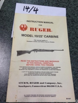 Ruger 10/22 Owners Instruction Manual 6/82-img-0