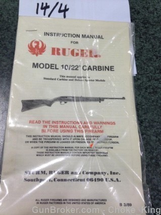 Ruger 10/22 Owners Instruction Manual 3/89-img-0