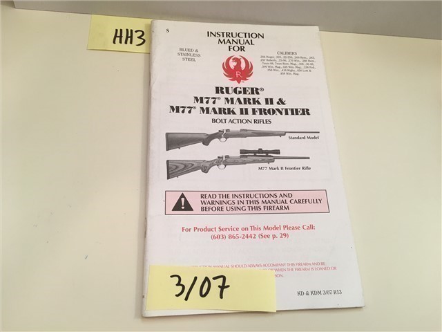 M77 Mark II Ruger Owners Instruction Manual 3/07-img-0