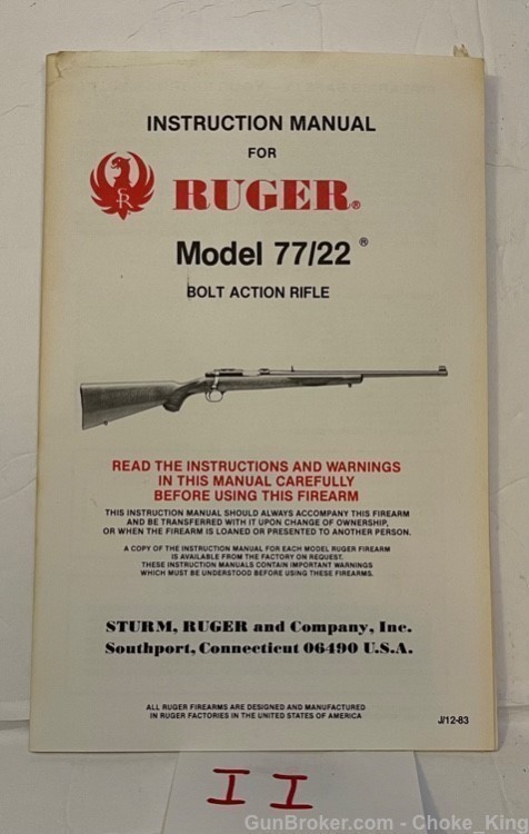 Ruger Model 7/22 Owners Instruction Manual -img-0