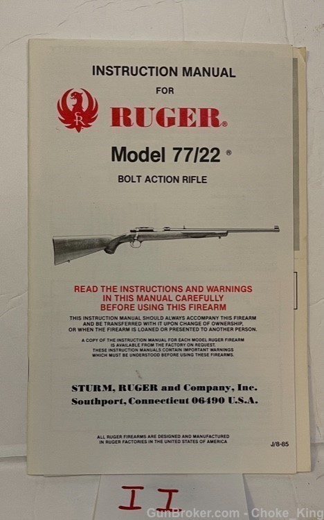 Ruger Model 77/22 Owners Instruction Manual -img-0