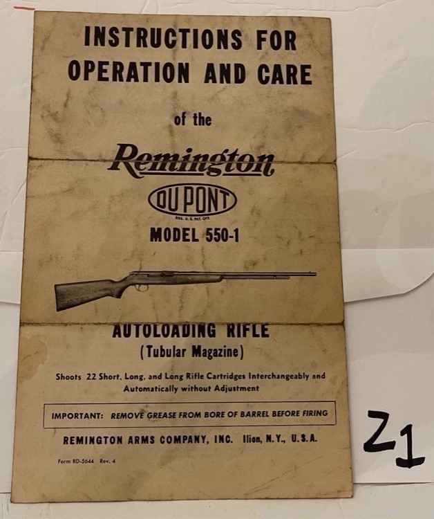 Remington 550-1 Owners Instruction Manual-img-0