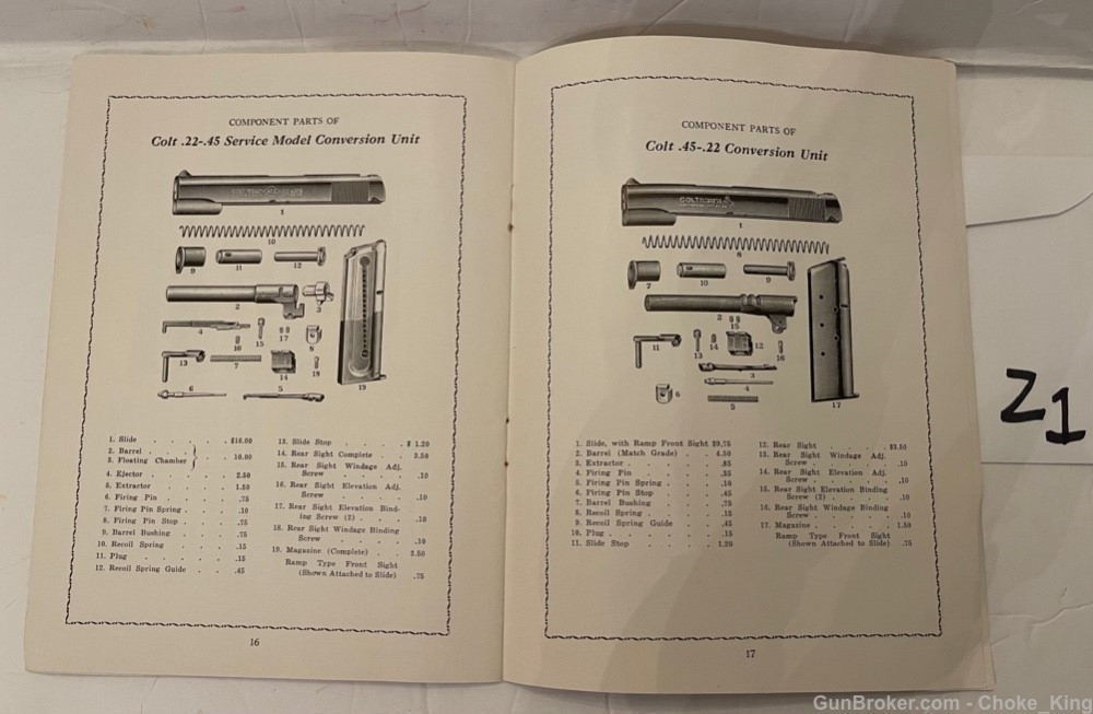 Colt Part List & Prices Owners Instruction Manual -img-2