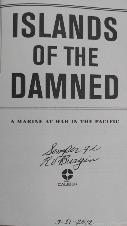 Islands of the Damned and USMC Cover Signed by R.V. Burgin "The Pacific"-img-1