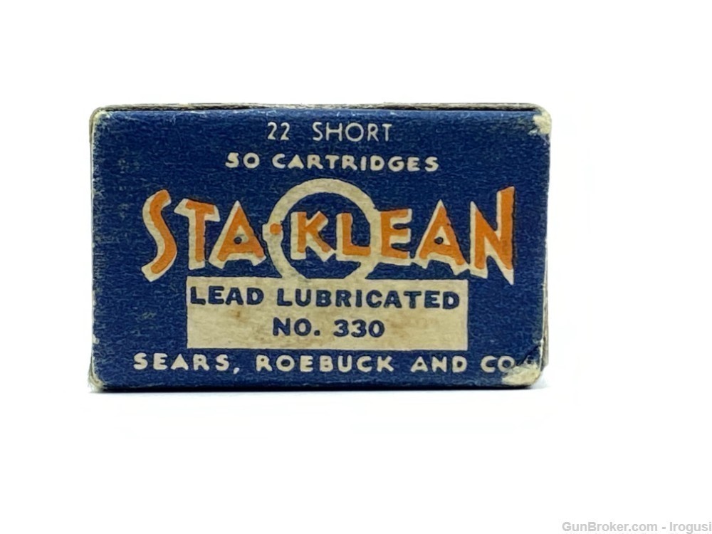 Sears & Roebuck Sta Klean .22 Short No. 330 FULL Vintage Box-img-3