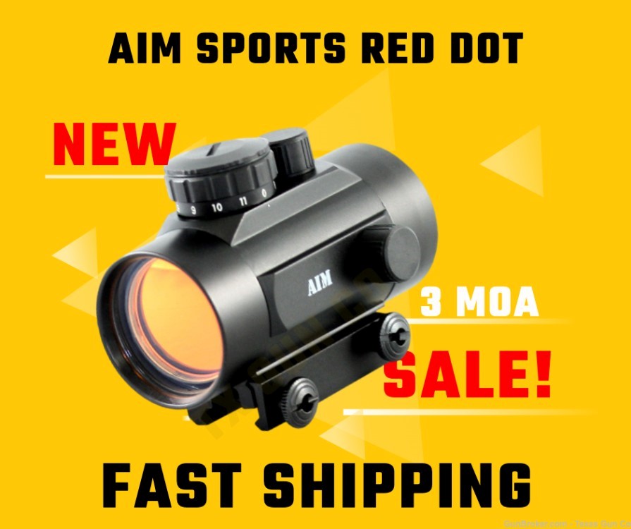 AIM Sports RT42W Red Dot Sight with Weaver Mount and Flip Up Lenses NEW-img-0