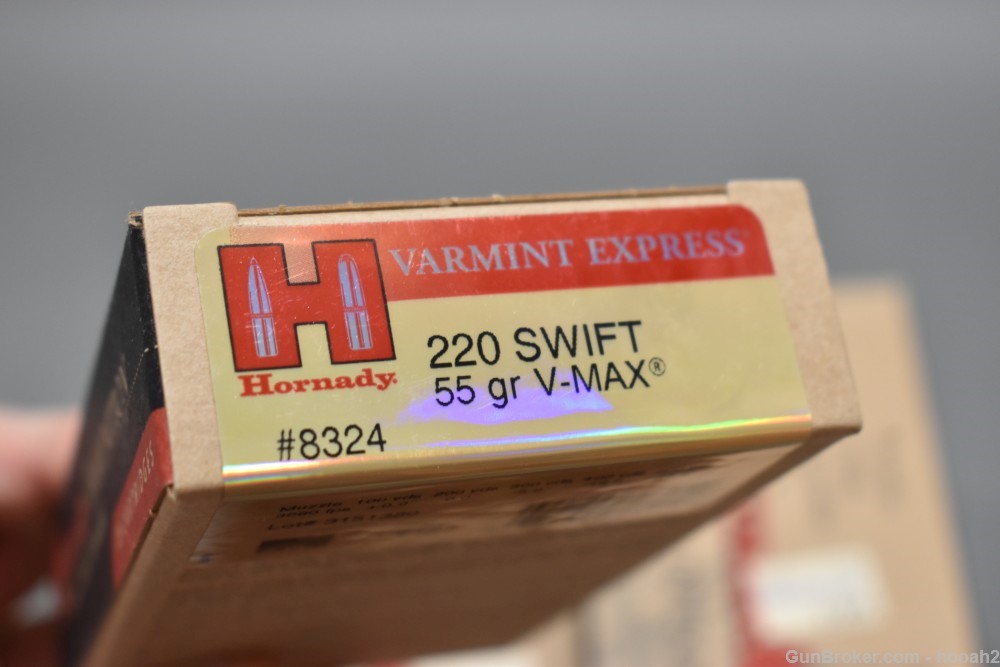 10 Boxes 200 Rds Hornady 220 Swift Varmint Express 55 G V MAX Ammunition -img-2