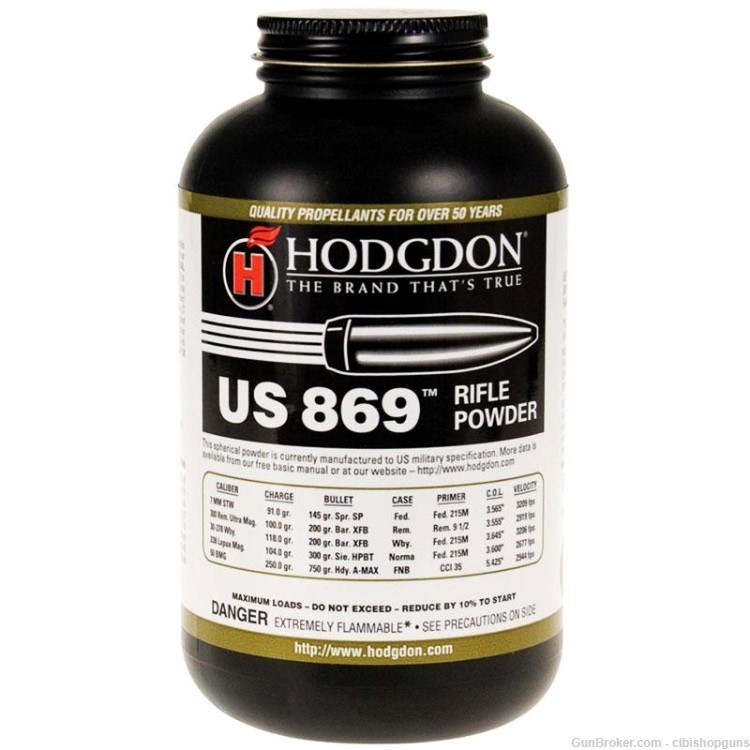 Hodgdon US 869 Spherical Rifle Powder 1 lbs-img-0