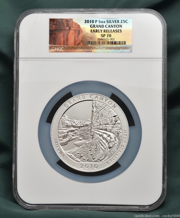 2010 - GRAND CANYON -Early Releases - 5oz silver - NGC SP70 w/ NP-GC label-img-0