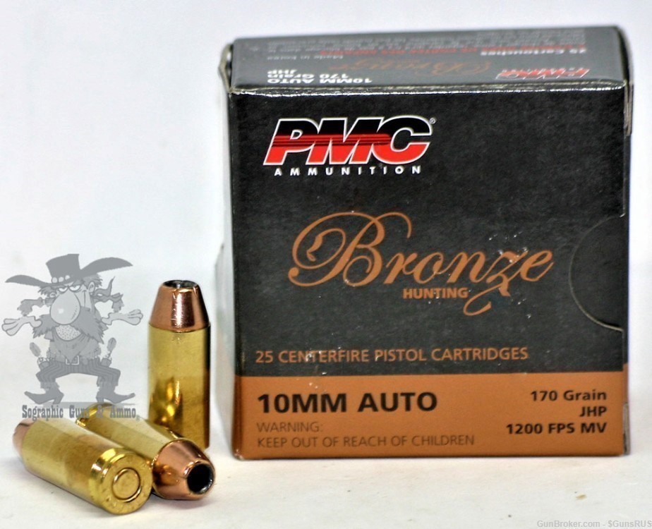 10mm JHP PMC 10MM 170 Grain JACKETED HOLLOW POINT Semi Auto JHP 25 ROUNDS-img-0