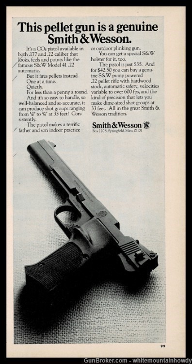 1972 SMITH & WESSON Model 41 Pellet Gun Air Pistol Original PRINT AD-img-0