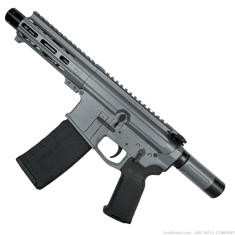 AR15 .223/556 "MINI MICRO" Custom 18" Billet Pistol 5" Barrel-Sniper Grey-img-0