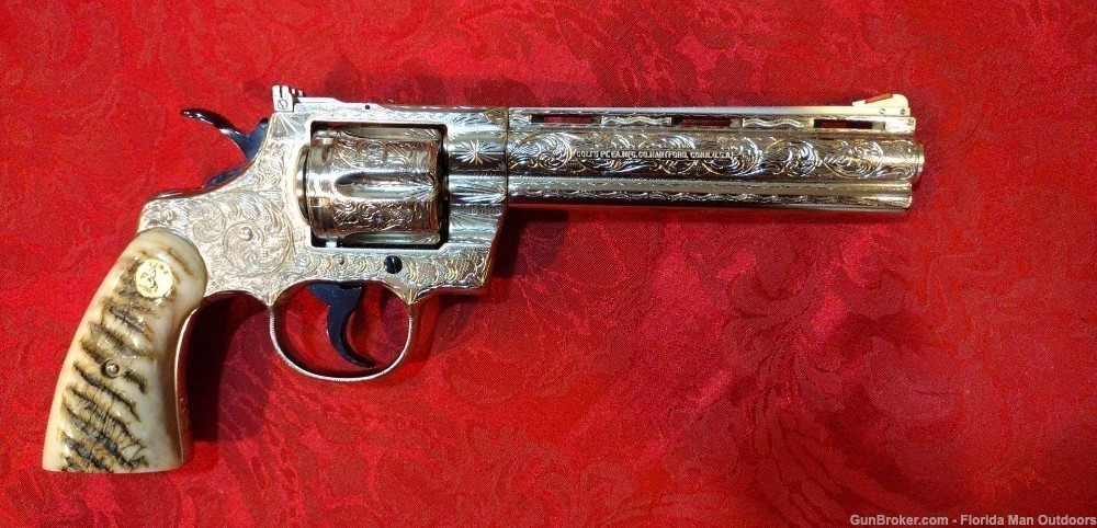 1981 Colt Python 6’’ .357 Mag - Master Engraved - Rams Horn Grips!-img-0