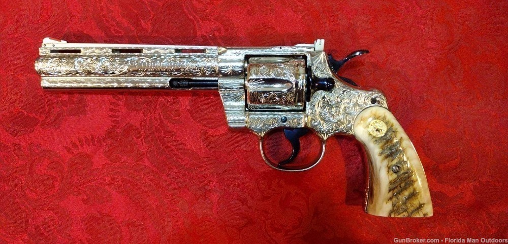 1981 Colt Python 6’’ .357 Mag - Master Engraved - Rams Horn Grips!-img-1